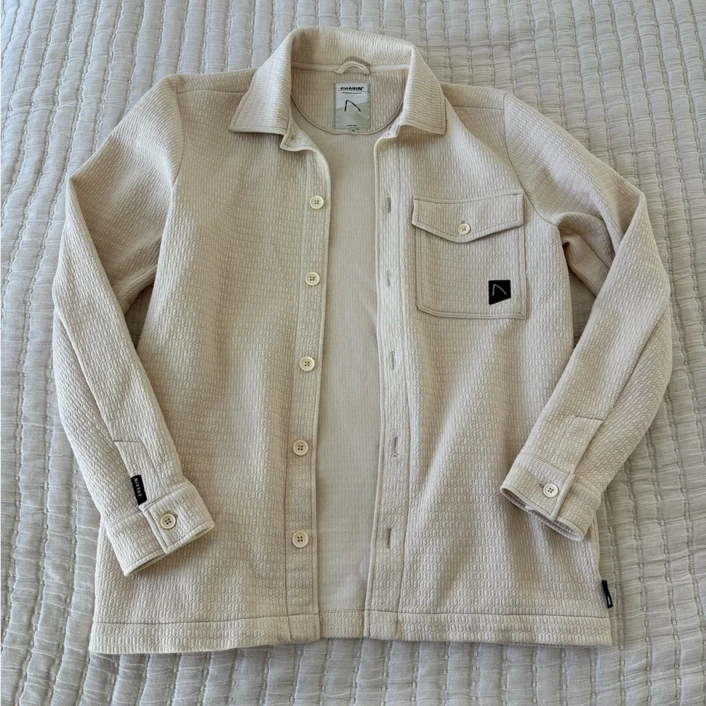 Chasin’ Flint Quilt Button Down Shirt‎ Off White Mens Size Medium